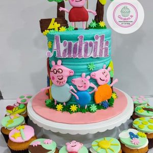 Peppa Pig 3D Customized Fondant Cake In ₹4,399.00 And Get Free Delivery In  Delhi NCR » From Theme Cake Store