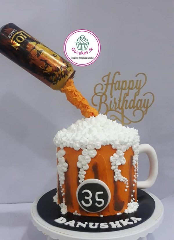 Beer Drink Glass Cheers Personalised Edible Cake Topper Round Icing Sh