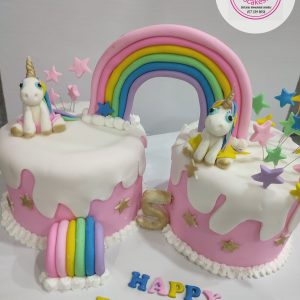 twin birthday cake
